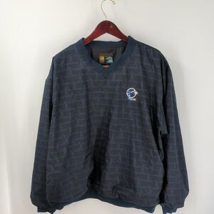 Vtg 90s Forrester's Outerwear Elim Golf Logo Windbreaker Jacket Navy Blue XL
